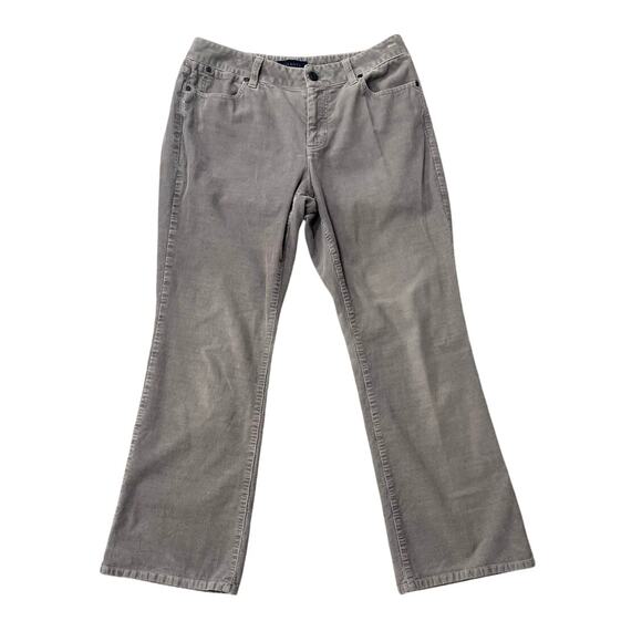 Talbots Stretch Corduroy Straight Leg Curvy Gray Pants Casual Comfy Size 8P - Picture 1 of 6